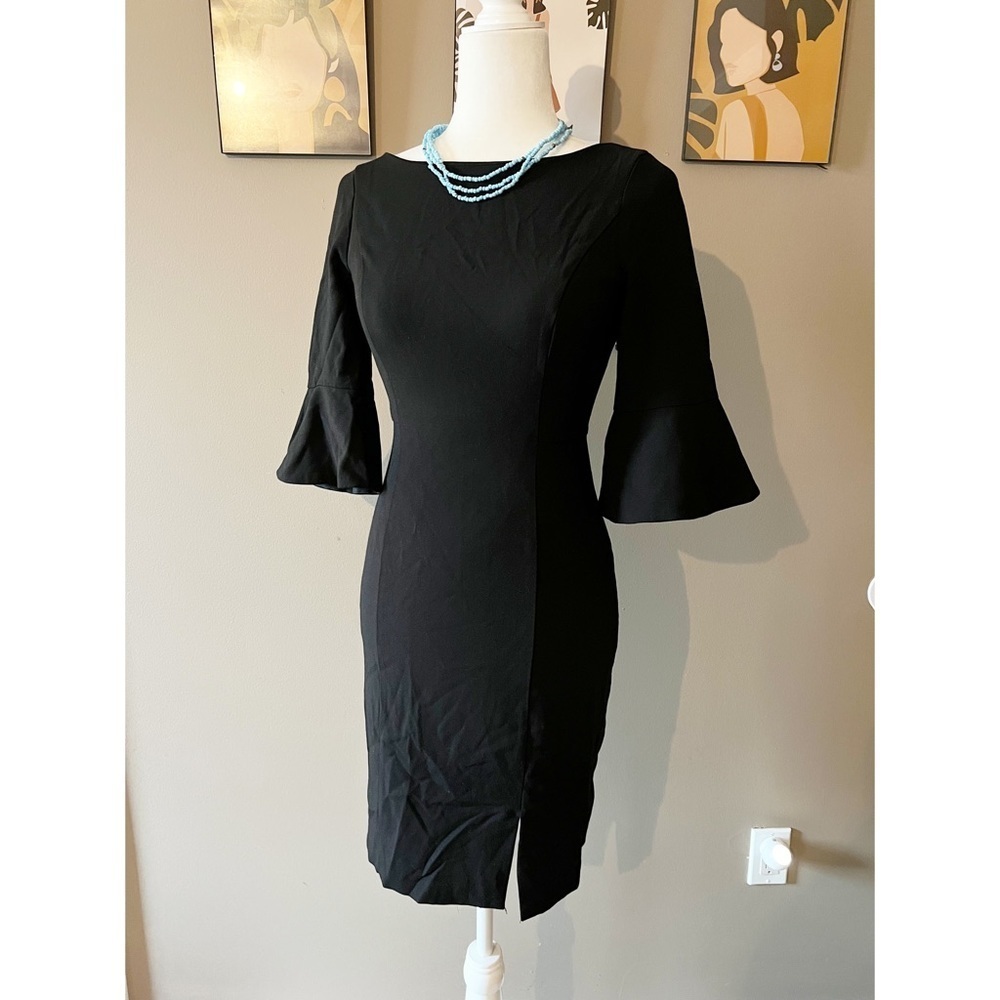 WHBM Black Flare Sleeve Bodycon Dress - Picture 1 of 5